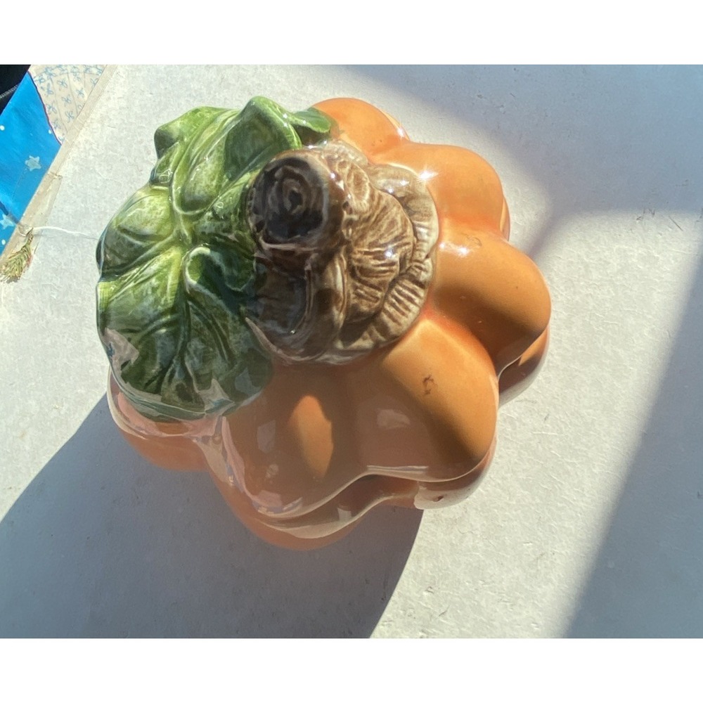 Pottery Barn Japan Pumpkin Shaped Lidded Vintage Sugar/ Condiment Bowl Fall Rare - Picture 2 of 6